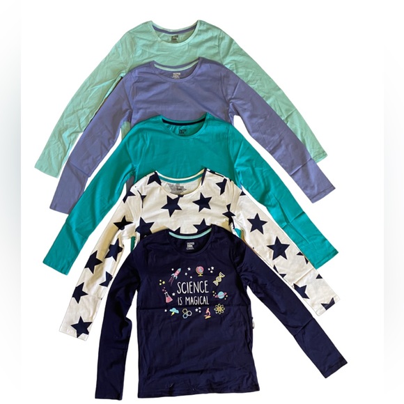 💚SOLD💚Girls Spotted Zebra long sleeve shirts 5/pack - Picture 1 of 7